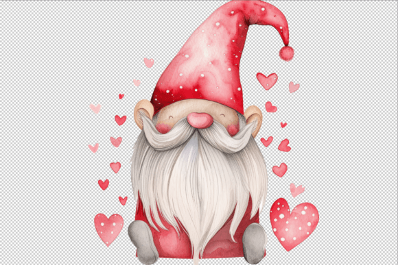 Charming Watercolour Gnome Clipart for Valentine's Projects