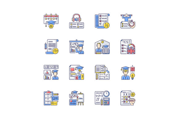 Examination Tests RGB Color Icons Set: A Versatile Design Asset