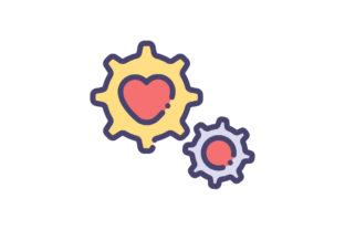 Gear Icon with Hearts: A Creative Asset for Modern Designers