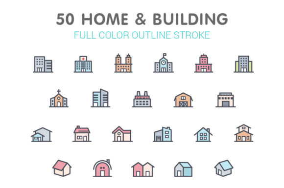 Home & Building Line with Color Icon: A Designer's Toolkit