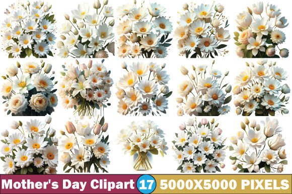 Mothers Day White Flowers Watercolour Cl: A Design Asset Guide
