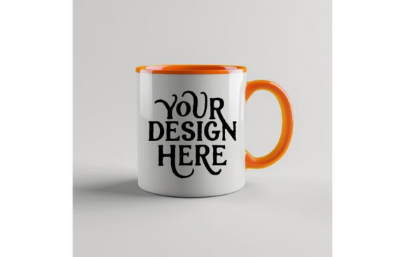 Mug Handle Color Orange,Mug Mockup 6: A Bold Design Asset