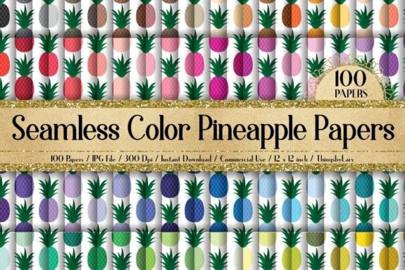 Seamless Color Pineapple Papers: Your 100-Color Tropical Toolkit