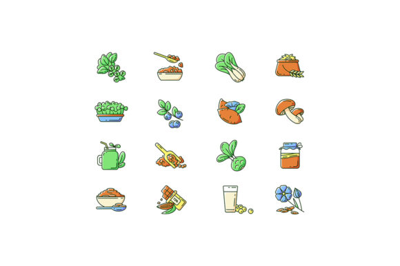 Superfoods Variety RGB Color Icons Set: A Visual Feast