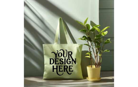 Tote Bag, Light Green Color Mockup 11: A Fresh Canvas for Your Designs